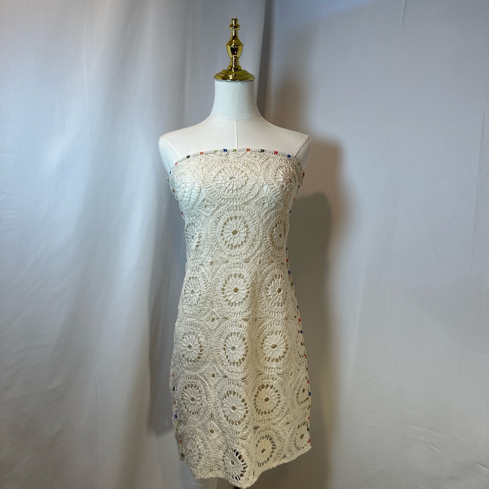 Zara Cream Strapless Sheath Mini Dress